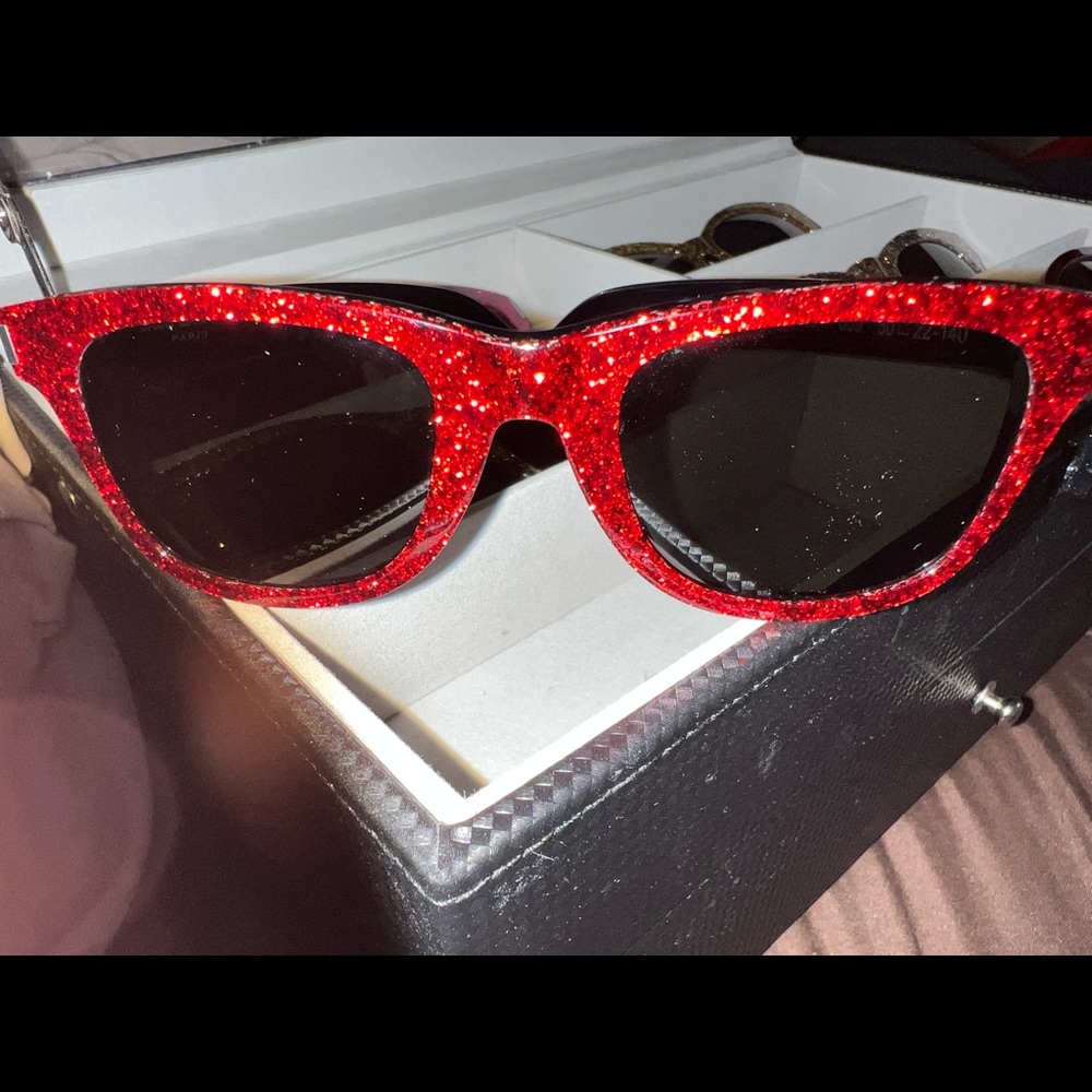 Saint Laurent Red Glitter Sunglasses SL51